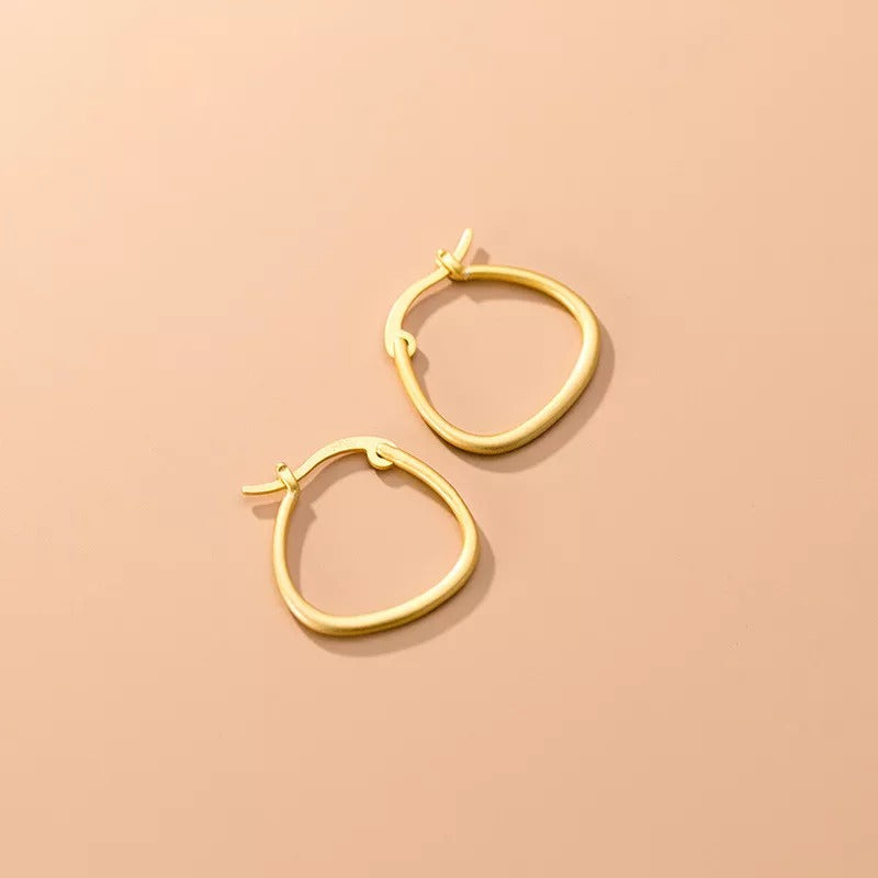 Anyco Fashion Earrings Genuine Gold Minimalist Golden Line Geometric Stud Earrings Hoop Jewelry Gift for Women-Earrings-PEROZ Accessories
