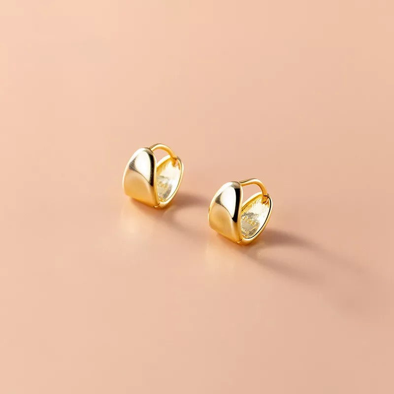 Anyco Fashion Earrings Gold 925 Sterling Silver Minimalist Punk Plated 18k Glossy Huggies for Women Men Jewelry-Earrings-PEROZ Accessories