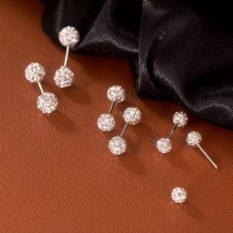Anyco Fashion Earrings 6MM 925 Sterling Silver Luxury Sparkling Zircon Ball Stud for Women Minimalist Bead Piercing Jewelry Accessories-Earrings-PEROZ Accessories