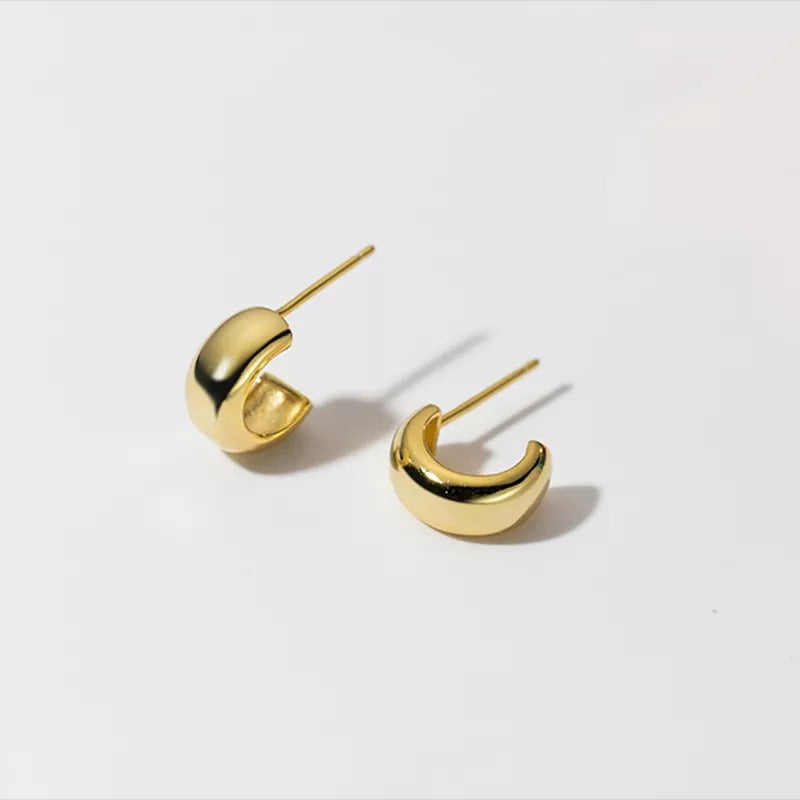 Anyco Fashion Earrings Gold 925 Sterling Silver Minimalist Glossy Statement Stud for Women Trend Mens Party Jewelry Accessories-Earrings-PEROZ Accessories