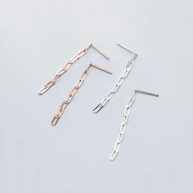 Anyco Fashion Earrings Sterling Silver Cuban Link Chain Dangle Long Stud for Women Gothic Bohemian Jewelry Accessories-Earrings-PEROZ Accessories