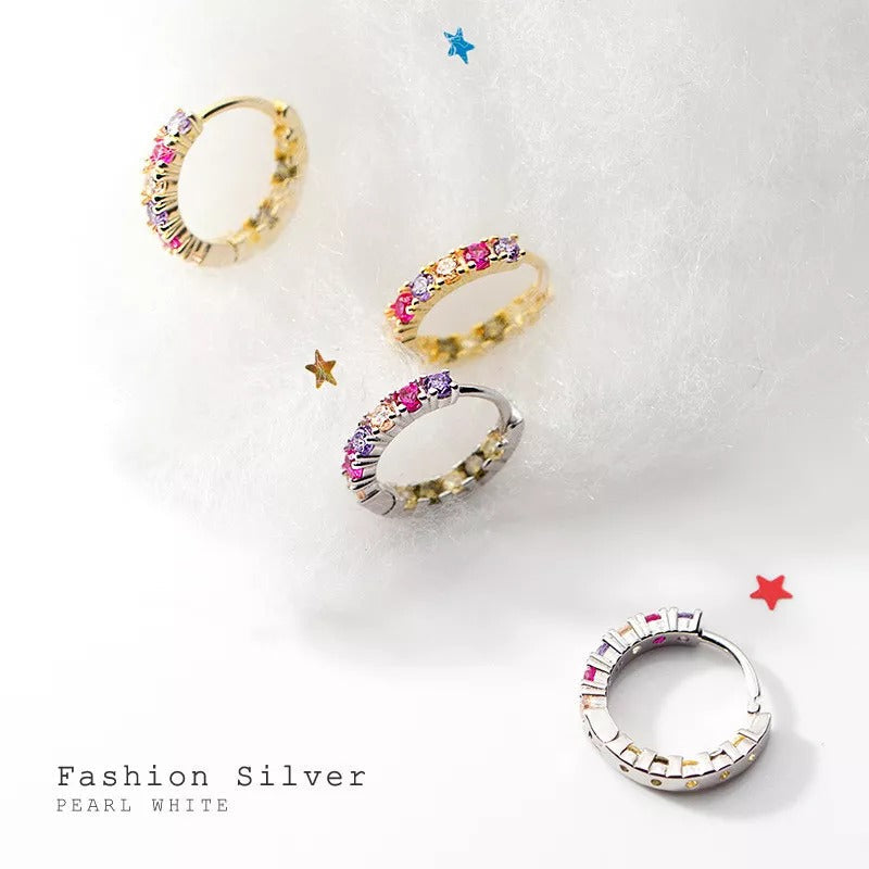 Anyco Fashion Earrings Luxury Genuine Gold Color Zircon Mini Stud Princess Wedding Fine Hoop Jewelry Gift for Women-Earrings-PEROZ Accessories