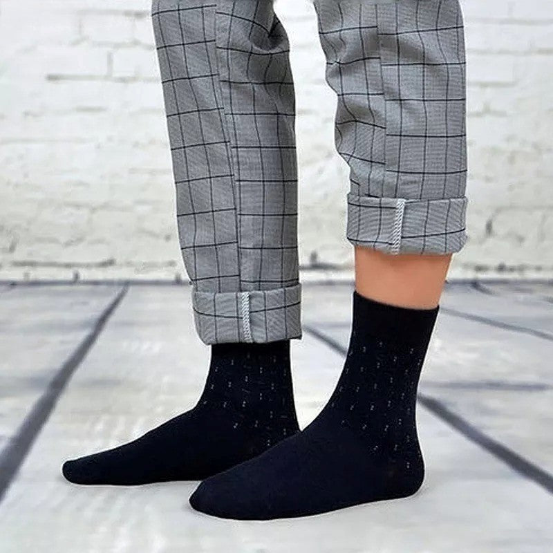 Anysox 5 Pairs Size 6-10 Casual Business Socks High Quality Cotton Breathable Elastic Pattern Design For Men-Socks-PEROZ Accessories