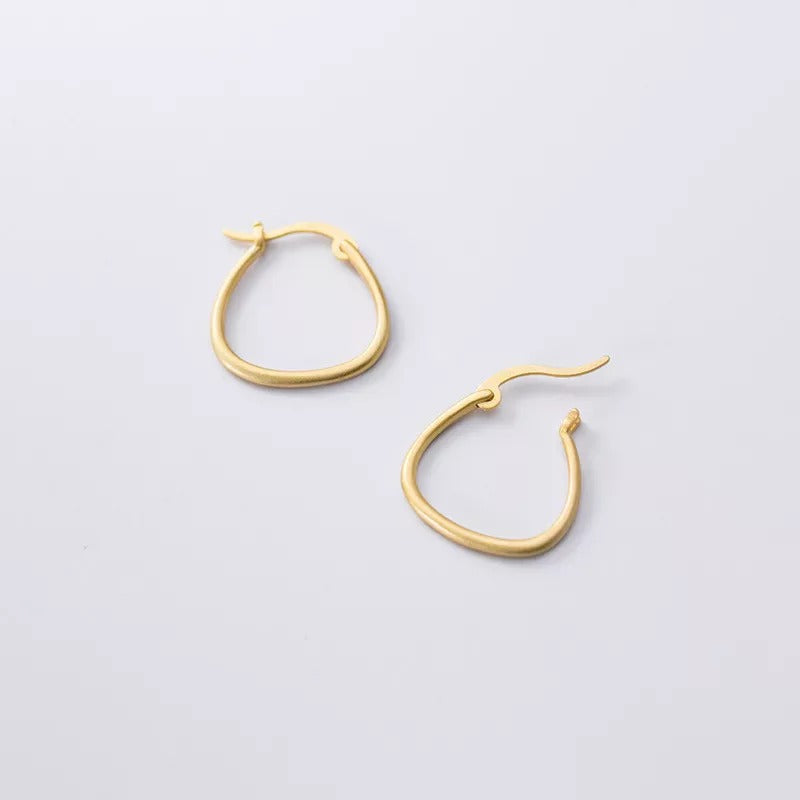 Anyco Fashion Earrings Genuine Gold Minimalist Golden Line Geometric Stud Earrings Hoop Jewelry Gift for Women-Earrings-PEROZ Accessories