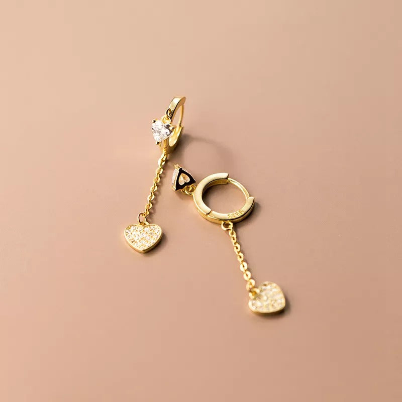 Anyco Fashion Earrings Silver 925 Sterling Romantic Tassel Love Heart Charms Drop for Women Huggies Jewelry-Earrings-PEROZ Accessories