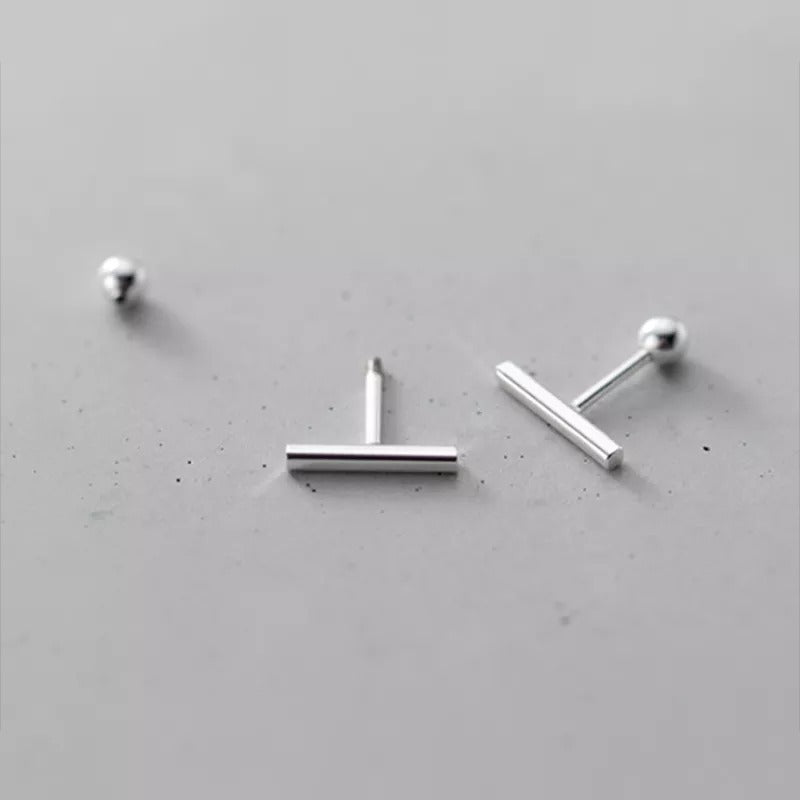 Anyco Fashion Earrings Real Sterling Silver Minimalist Geometric Strip Bear Stud for Women Office Daily Jewelry Accessories-Earrings-PEROZ Accessories