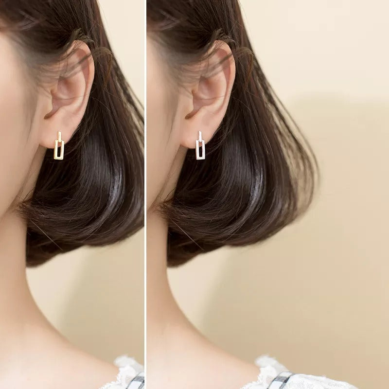 Anyco Fashion Earrings Gold Trendy Geometric Square Stud Chic Elegant Party Jewelry Accessories for Women-Earrings-PEROZ Accessories
