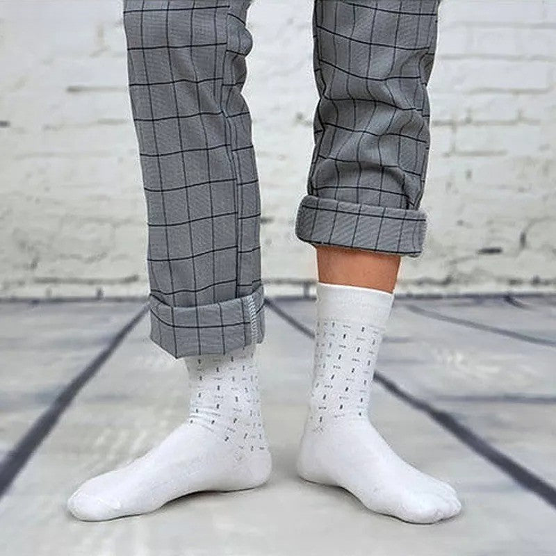 Anysox 5 Pairs Size 6-10 Casual Business Socks High Quality Cotton Breathable Elastic Geometric Design For Men-Socks-PEROZ Accessories