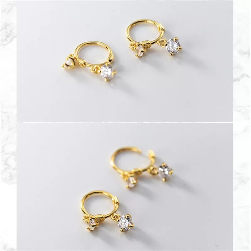Anyco Fashion Earrings Real Gold White Zircon Gothic Dazzling Dangle Pendant Fine Jewelry Gift for Women-Earrings-PEROZ Accessories