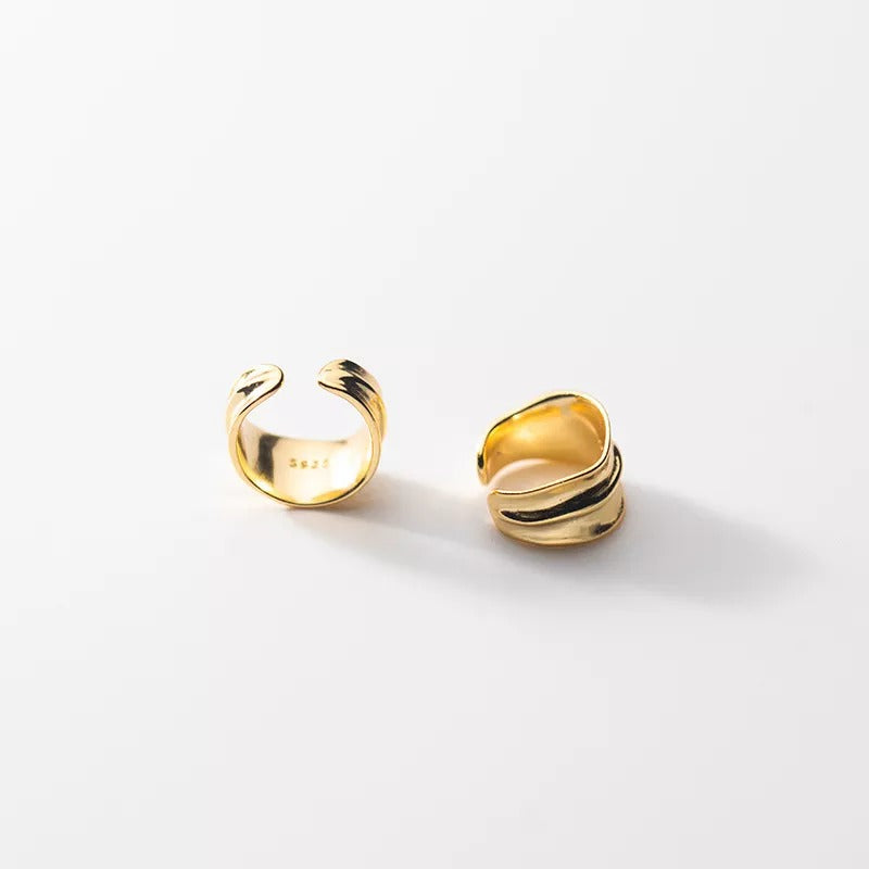 Anyco Fashion Earrings Gold 925 Sterling Silver Simple No Piercing Three-layer Geometric Ear Clip Women Ear Cuff Jewelry-Earrings-PEROZ Accessories