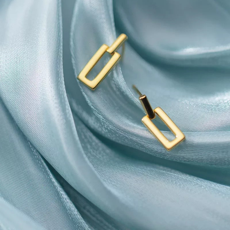 Anyco Fashion Earrings Gold Trendy Geometric Square Stud Chic Elegant Party Jewelry Accessories for Women-Earrings-PEROZ Accessories