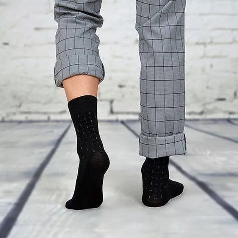 Anysox 5 Pairs Size 6-10 Casual Business Socks High Quality Cotton Breathable Elastic Geometric Design For Men-Socks-PEROZ Accessories