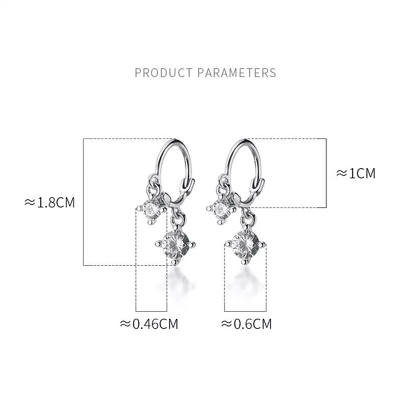 Anyco Fashion Earrings Real Gold White Zircon Gothic Dazzling Dangle Pendant Fine Jewelry Gift for Women-Earrings-PEROZ Accessories