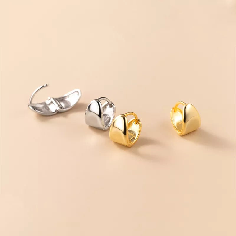 Anyco Fashion Earrings Gold 925 Sterling Silver Minimalist Punk Plated 18k Glossy Huggies for Women Men Jewelry-Earrings-PEROZ Accessories