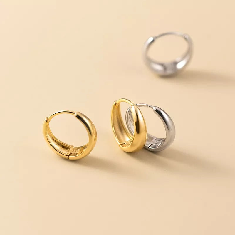 Anyco Fashion Earrings Gold Simple Punk Circle Huggies Ear Buckle for Women Hip Hop Party Hoop Piercing Jewelry-Earrings-PEROZ Accessories