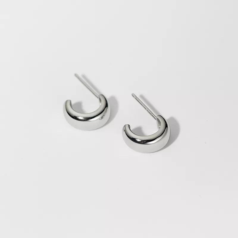 Anyco Fashion Earrings Silver 925 Sterling Minimalist Glossy Statement Stud for Women Trend Mens Party Jewelry Accessories-Earrings-PEROZ Accessories