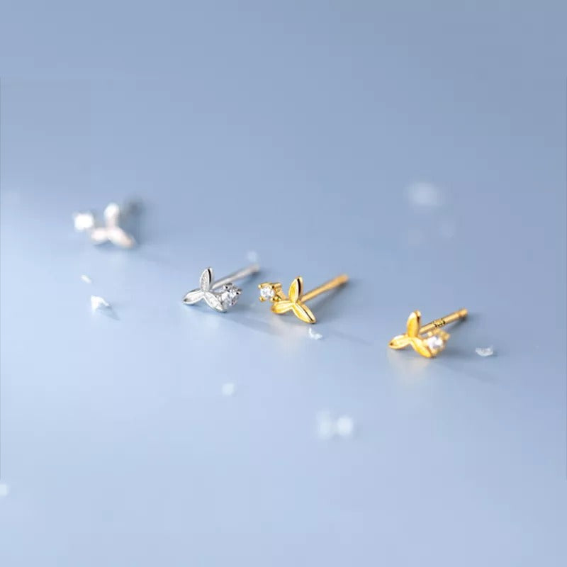 Anyco Fashion Earrings Gold 925 Sterling Silver Simple Sweet Clover Shiny Zircon Small Stud Teen Chic Ear Bone Piercing Women Jewelry-Earrings-PEROZ Accessories