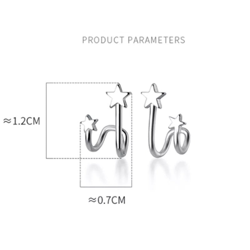 Anyco Fashion Earrings Real Genuine Sterling Silver Double Star Geometric Studs Teen Gift Fine Jewelry for Women-Earrings-PEROZ Accessories
