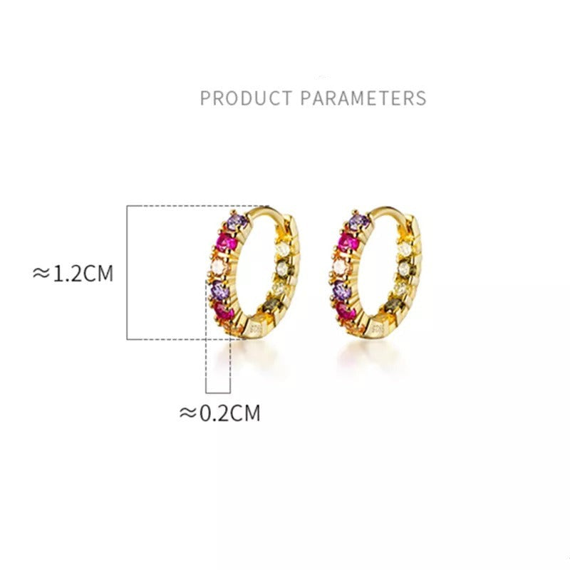 Anyco Fashion Earrings Luxury Genuine Gold Color Zircon Mini Stud Princess Wedding Fine Hoop Jewelry Gift for Women-Earrings-PEROZ Accessories