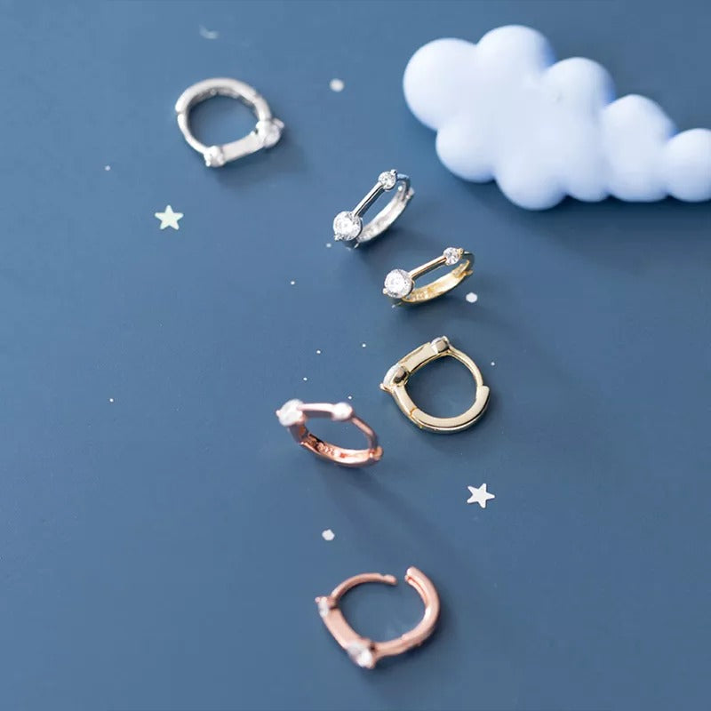 Anyco Fashion Earrings Sterling Silver Minimalism Geometric Strips Zircon Mini Small Stud for Women Teen Unisex Jewelry Gifts-Earrings-PEROZ Accessories