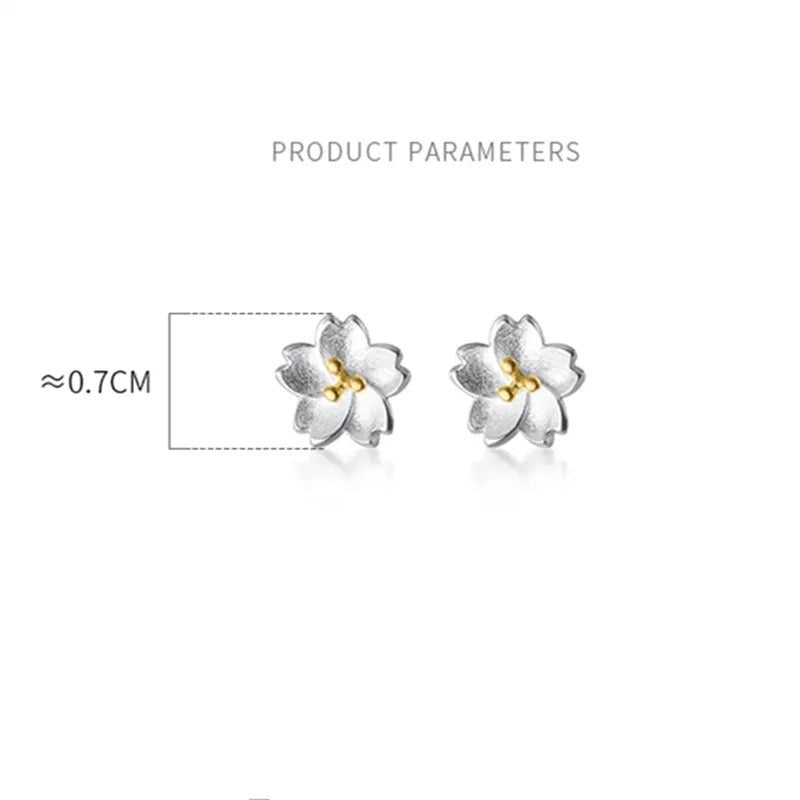 Anyco Fashion Earrings Real Sterling Silver Sweet Romantic White Flowers Mini Stud Jewelry for Women-Earrings-PEROZ Accessories