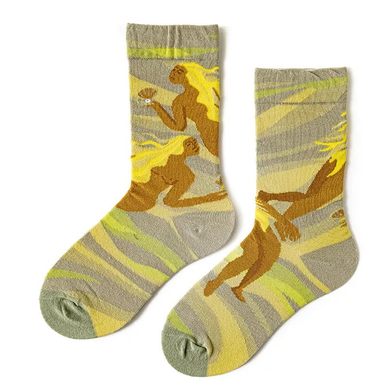 Anysox 5 Pairs Size 5-9 Fashion Long Sock Cartoon Personalized Creative Women Print For Men Woman Foot Cold Winter Warm Comfortable Accessories-Socks-PEROZ Accessories