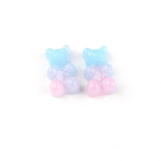 Anykidz 10pcs Blue Pink Bear Shoe Charm Accessories Jeans Clogs Pendants Designer Ornament Jibbitz for Crocs-Shoe Charms-PEROZ Accessories