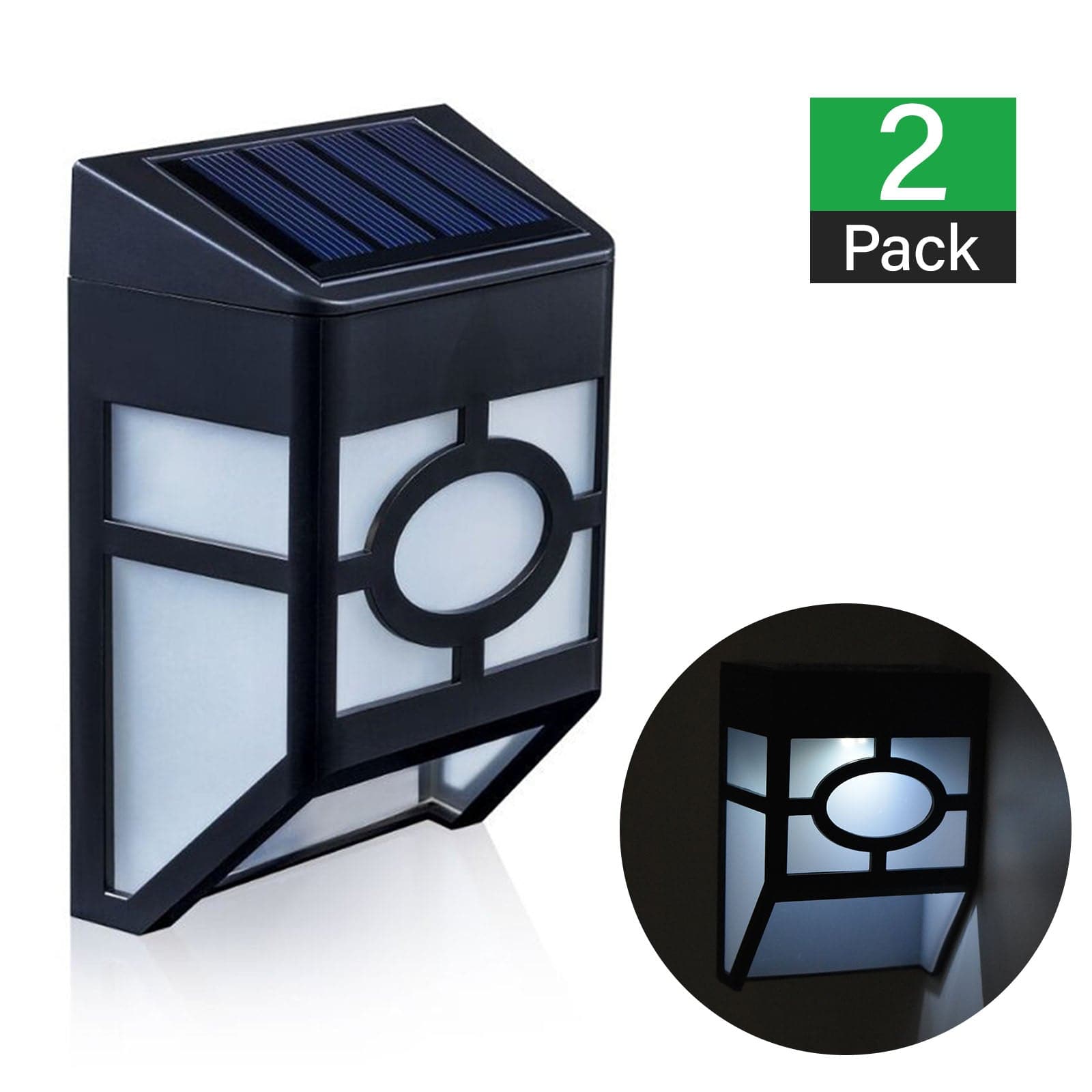 2 X Fence Lights Solar Powered LED Waterproof Outdoor Garden Patio Wall Pathway-Outdoor Lights-PEROZ Accessories