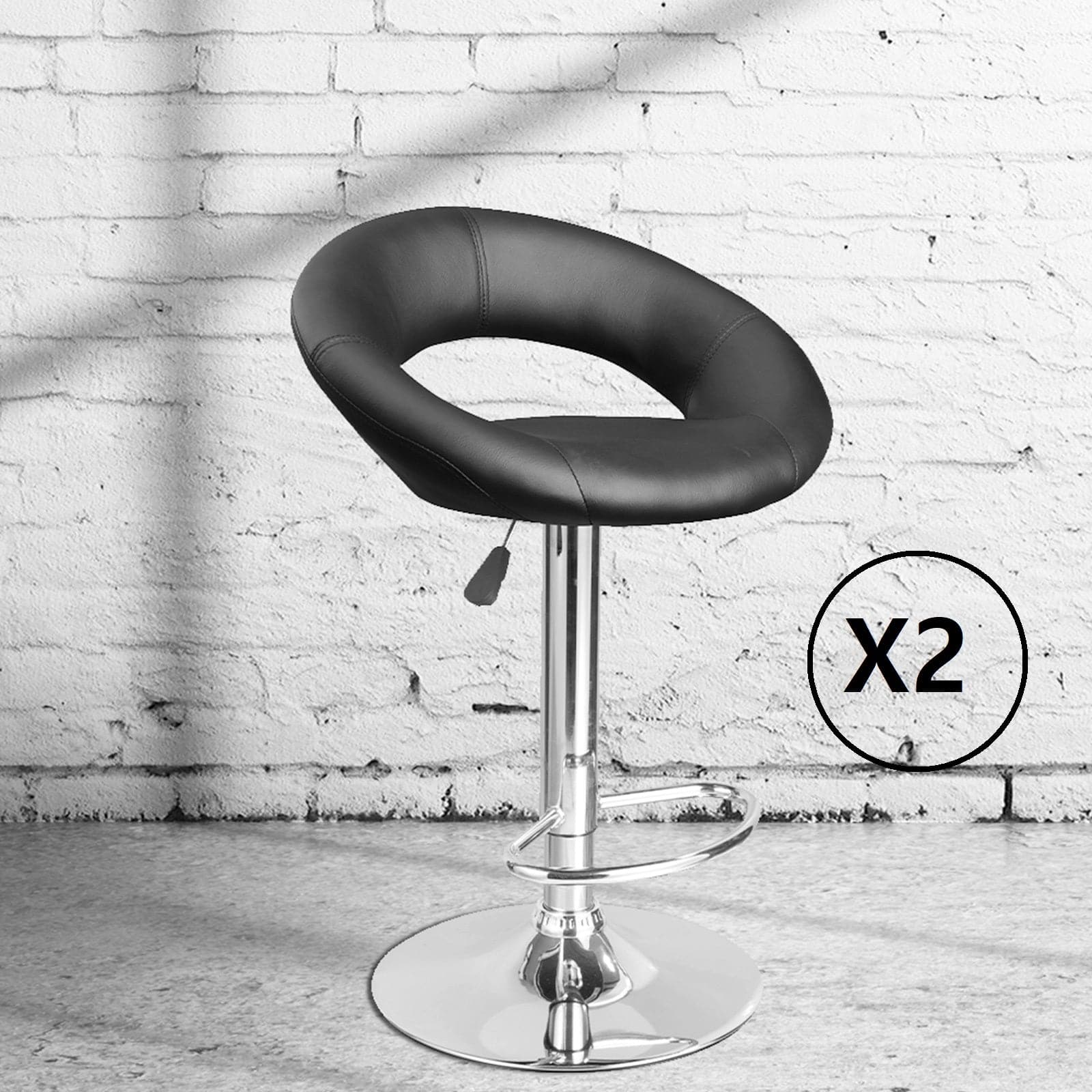 2 x Milano Decor Delilah Adjustable Barstools Circular Arc Swivel Chrome-Stools-PEROZ Accessories