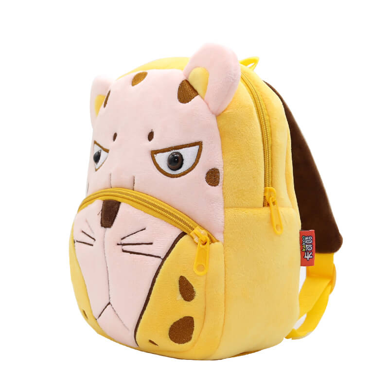 Anykidz 3D Yellow Leopard Kids School Backpack Cute Cartoon Animal Style Children Toddler Plush Bag Perfect Accessories For Boys and Girls-Backpacks-PEROZ Accessories