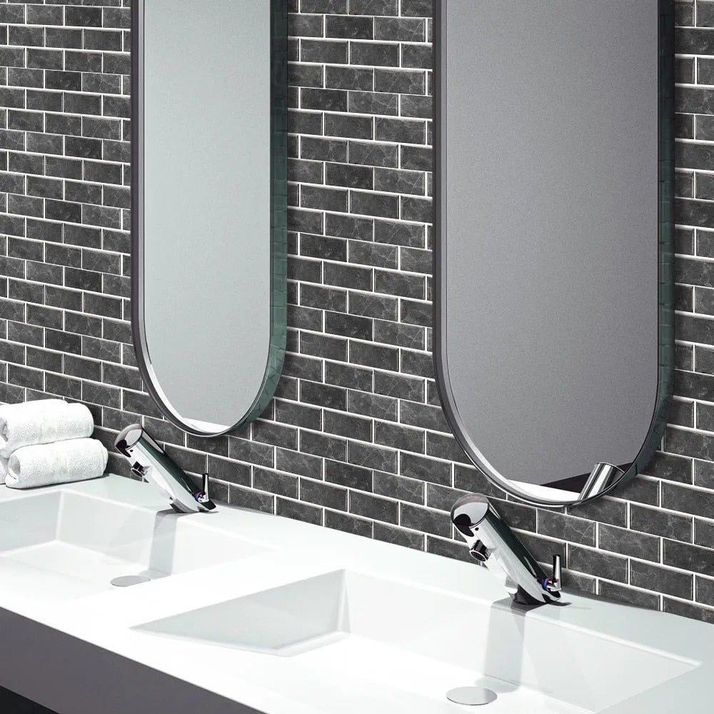 Anyhouz Wallpaper Industrial Gray 6 Pcs Waterproof Self Adhesive Removable 3D DIY Modern Marble Tile Wall Sticker Home Decor-Wallpaper-PEROZ Accessories