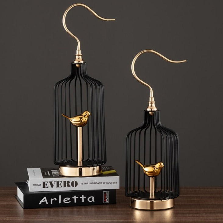 Anyhouz 52cm Golder Handle Birdcage Tabletop Home Decor Modern Art Living Room Display House Decorative Crafts Metal Ornaments-Tabletop Decor-PEROZ Accessories