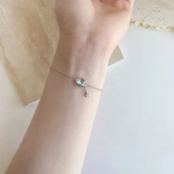 Anyco Bracelet Sterling Silver Rotating Planet Star Bracelet 5A Cubic Zirconia Link Chain Tennis Bracelets-Bracelets-PEROZ Accessories