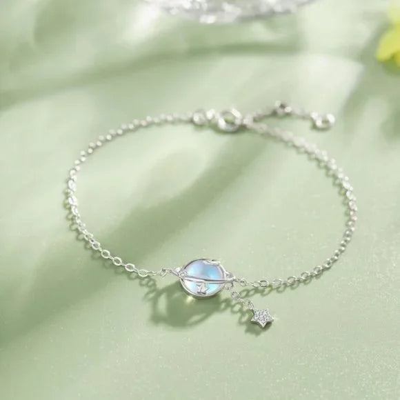 Anyco Bracelet Sterling Silver Rotating Planet Star Bracelet 5A Cubic Zirconia Link Chain Tennis Bracelets-Bracelets-PEROZ Accessories