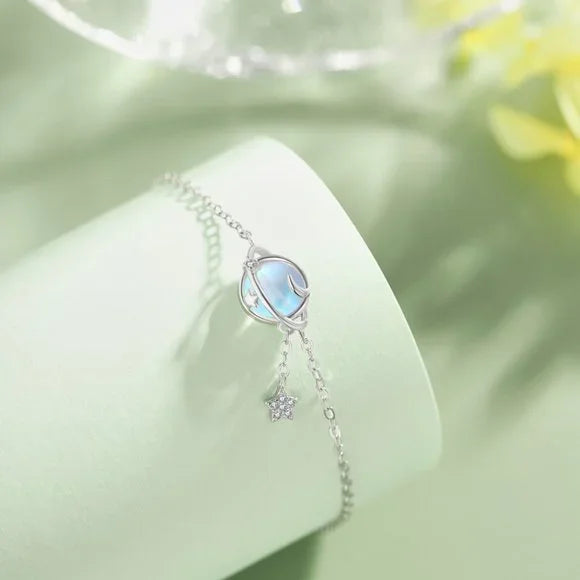 Anyco Bracelet Sterling Silver Rotating Planet Star Bracelet 5A Cubic Zirconia Link Chain Tennis Bracelets-Bracelets-PEROZ Accessories
