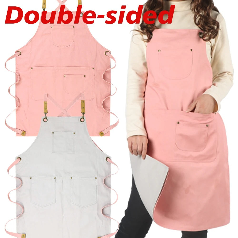 Anyhouz Kitchen Apron Pink Grey Newest Solid Cooking Apron for Men and Women Chef Waiter Cafe Hairdresser Bibs Garden Accessory Hot-Aprons-PEROZ Accessories