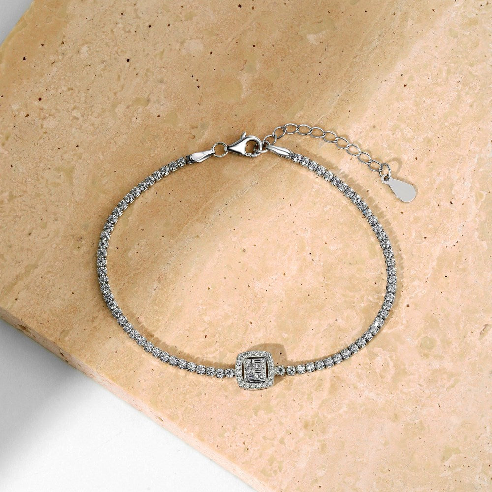 Anyco Bracelet Iced Out Bracelet Rectangle Cz Cubic Zirconia Square Shape Bracelet Women Diamond Bracelet Cuban Chain Link-Bracelets-PEROZ Accessories