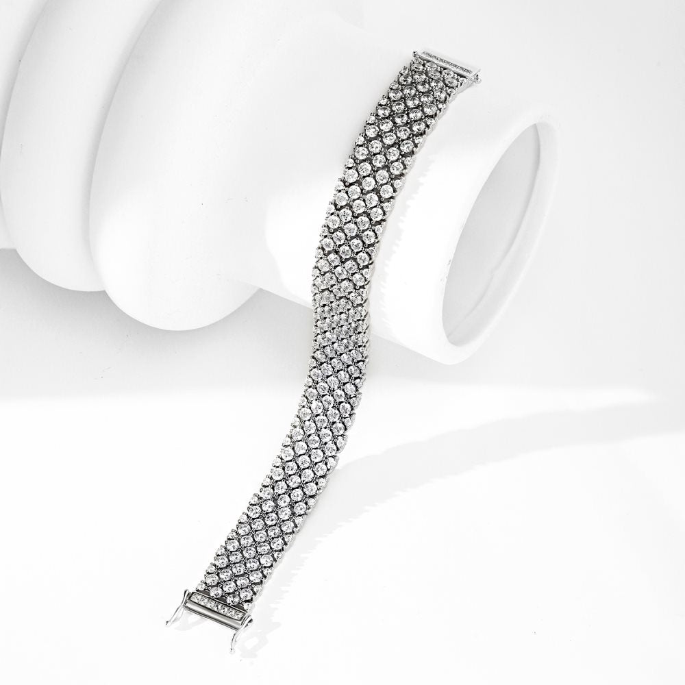 Anyco Bracelet Vintage Style 925 Sterling Silver Bracelet Cubic Zirconia Jewelry Bangles for Women-Bracelets-PEROZ Accessories