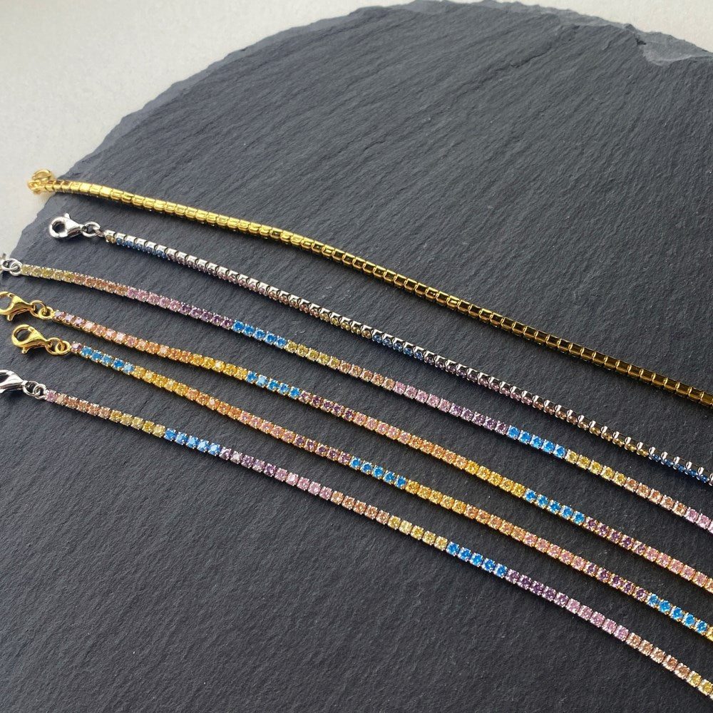 Anyco Bracelet Elegant Rainbow Color Cubic Zirconia Wholesale Fine Jewelry Bracelets Women Gold Platted Tennis Bracelet-Bracelets-PEROZ Accessories