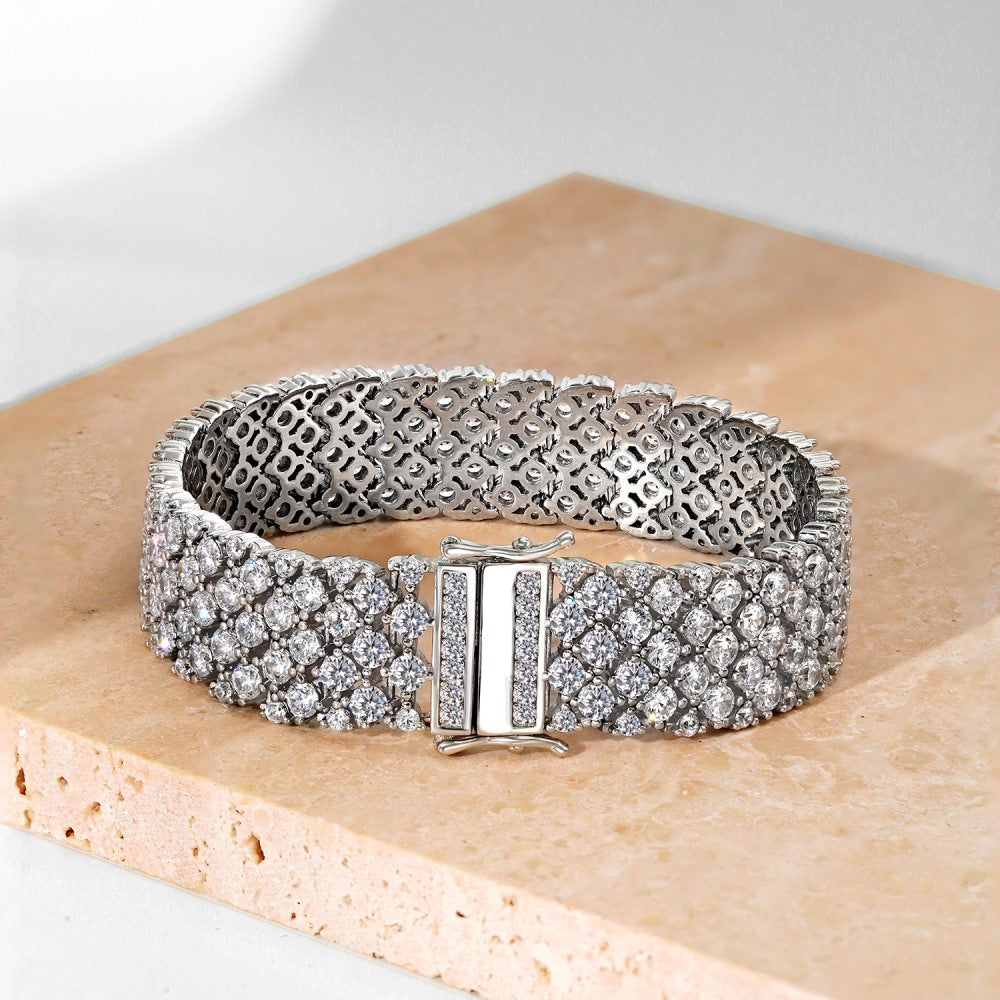 Anyco Bracelet Vintage Style 925 Sterling Silver Bracelet Cubic Zirconia Jewelry Bangles for Women-Bracelets-PEROZ Accessories