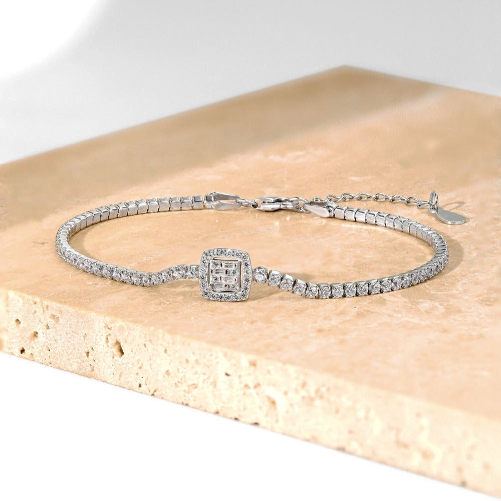 Anyco Bracelet Iced Out Bracelet Rectangle Cz Cubic Zirconia Square Shape Bracelet Women Diamond Bracelet Cuban Chain Link-Bracelets-PEROZ Accessories