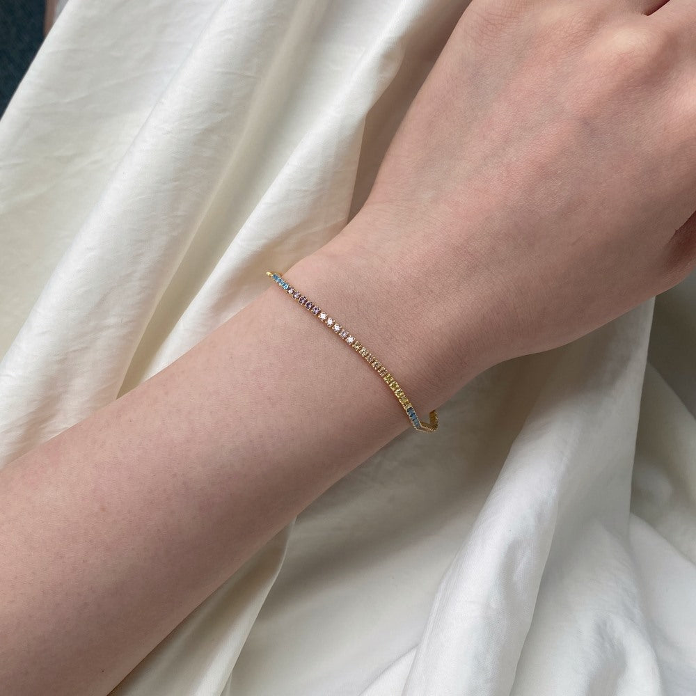 Anyco Bracelet Elegant Rainbow Color Cubic Zirconia Wholesale Fine Jewelry Bracelets Women Gold Platted Tennis Bracelet-Bracelets-PEROZ Accessories