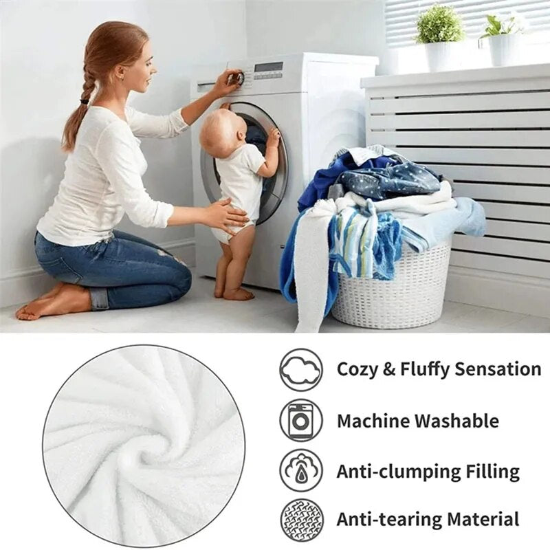 Anyhouz Blanket Cream White Tuscan Faux Rabbit Fur Autumn Winter Warm Wool Weighted Blanket Soft Cozy Warmth Sofa Blankets 150x200cm-Blankets-PEROZ Accessories