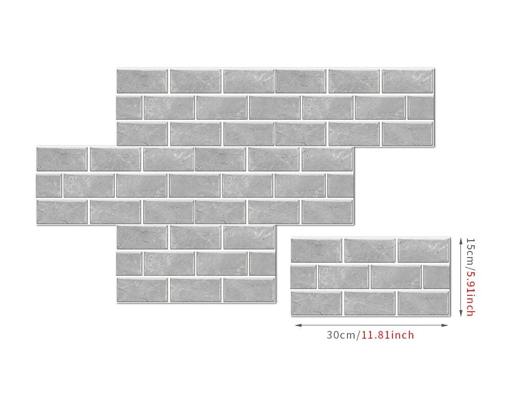 Anyhouz Wallpaper Industrial Gray 24 Pcs Waterproof Self Adhesive Removable 3D DIY Modern Marble Tile Wall Sticker Home Decor-Wallpaper-PEROZ Accessories