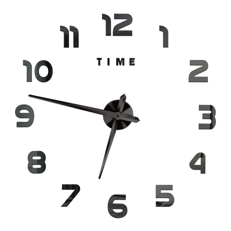 Anyhouz Wall Clock Black Design G 47 Inch 3D Diy Mirror Wall Clock Acrylic Sticker Fashion Quartz Clocks Watch Home Decoration-Wall Clocks-PEROZ Accessories