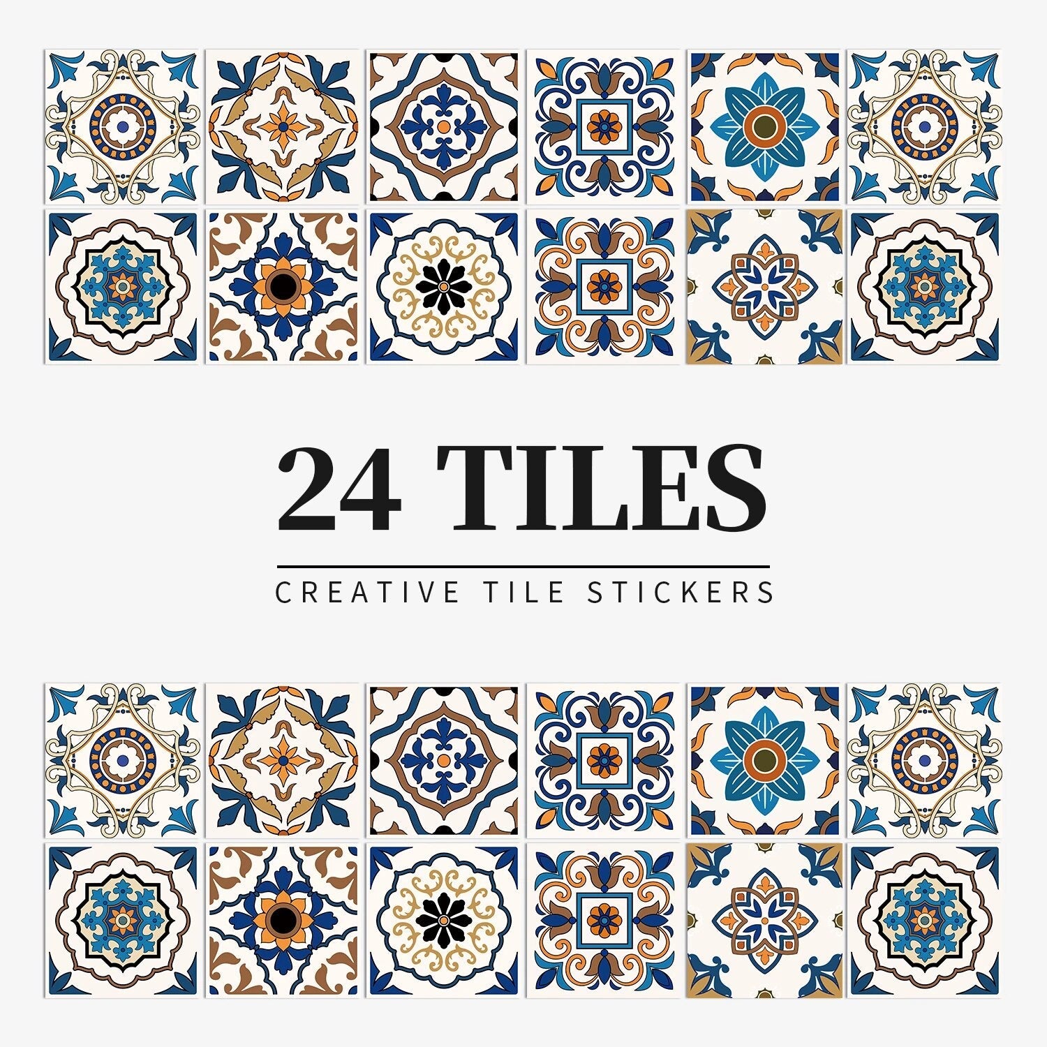 Anyhouz Wallpaper Mix Color 10cmx10cm 24 Pcs Modern Retro Style PVC Tile Stickers Waterproof Self Adhesive Wall Home Decor-Wallpaper-PEROZ Accessories