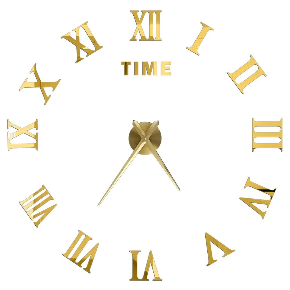Anyhouz Wall Clock Gold Design 1 47 Inch 3D Diy Mirror Wall Clock Acrylic Sticker Fashion Quartz Clocks Watch Home Decoration-Wall Clocks-PEROZ Accessories