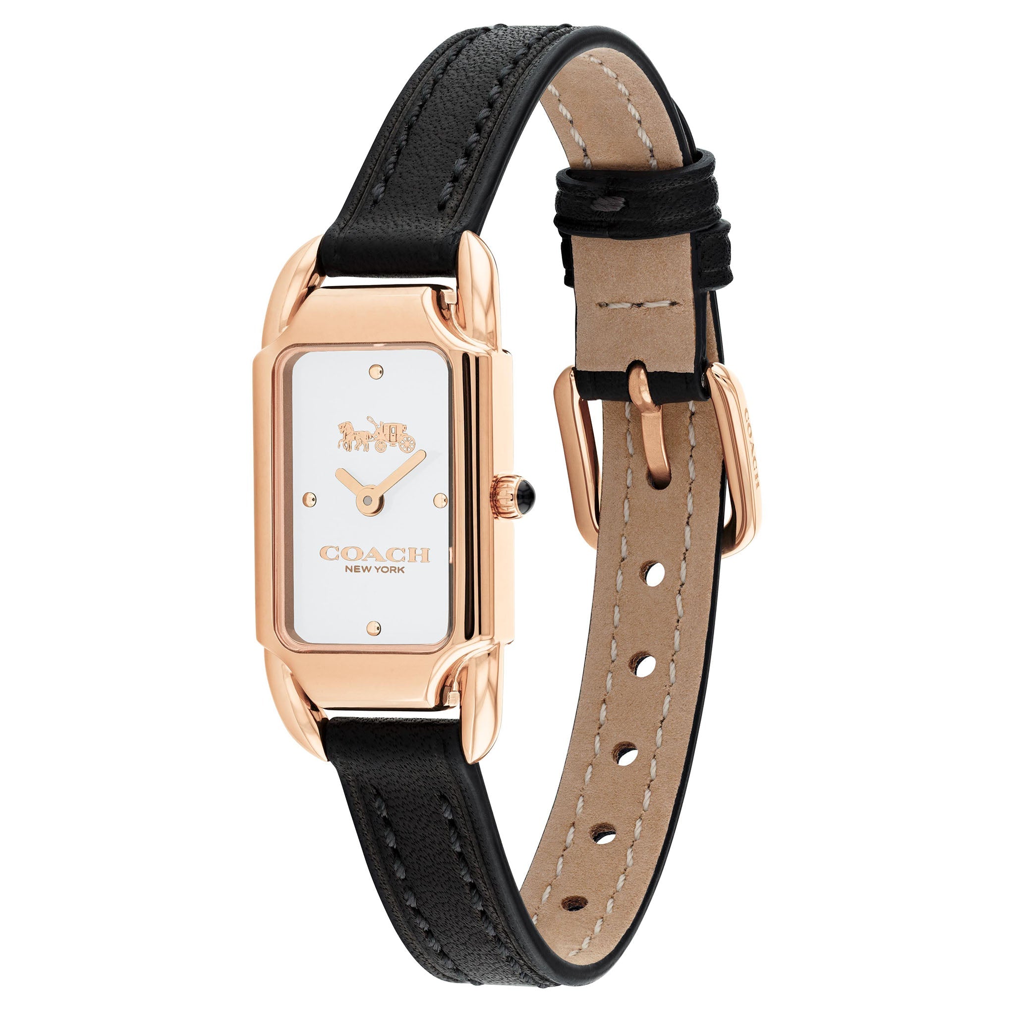 Coach Black Calfskin Ivory Dial Ladies Watch - 14504027-Quartz Watches-PEROZ Accessories