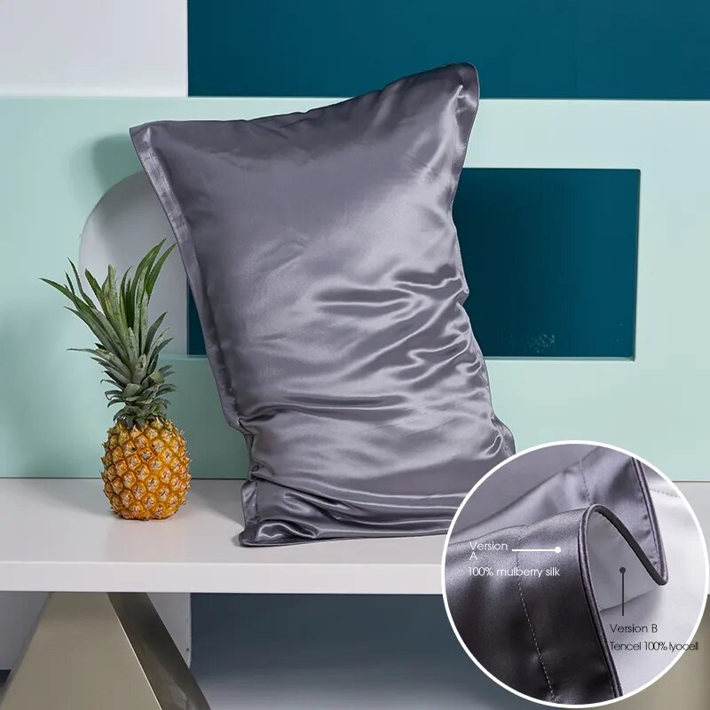 Anyhouz Pillowcase 51x66cm Dark Gray Pure Real Silk For Comfortable And Relaxing Home Bed-Pillowcases-PEROZ Accessories