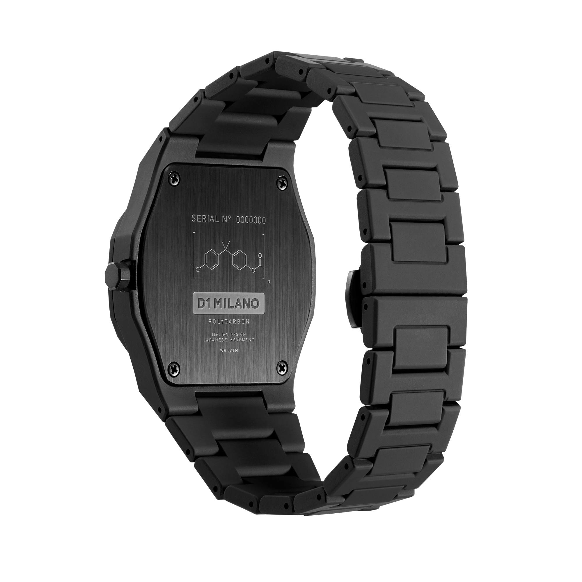 D1 Milano Polycarbonate Black Watch-Quartz Watches-PEROZ Accessories